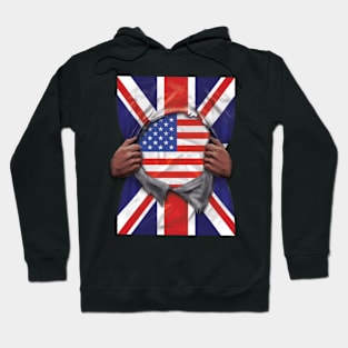 USA Flag Great Britain Flag Ripped - Gift for American From USA Hoodie